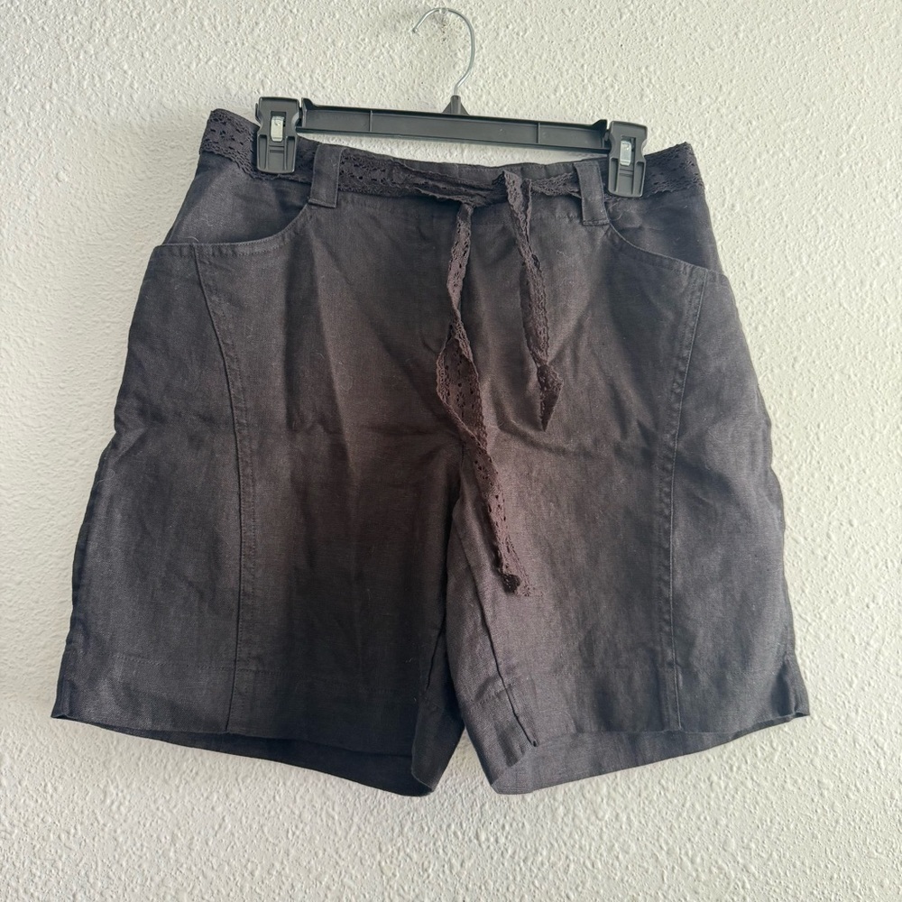 J. Jill 100% Linen Black‎ Shorts Size 4